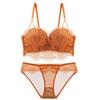 Orange A85 Wireless Bra and Panties Sexy Lace Enhances Cleavage [arajin] Underwear, Set, Women's Lingerie,