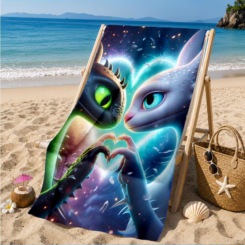 Dragons In The Snow Beach Towel, Super Soft Microfiber, Perfect Gift for Her/Him, Birthday, for Pool, Beach, Travel, Decor Beach Party