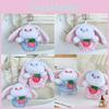 Adorable Long-eared Bunny Plush Doll Keychain With Cute Strawberry Dress 12cm