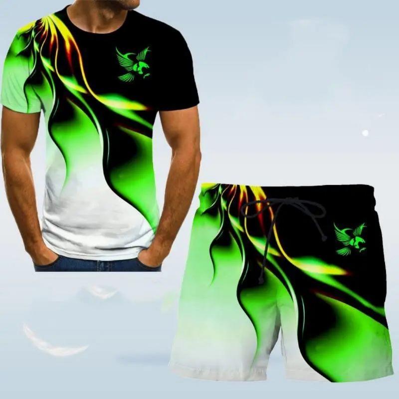 Summer 2026 new men s suit: Casual Bull pattern printed casual sportswear polyeste XXS