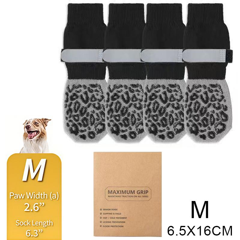 Dog Socks Outdoor Waterproof Dog Shoes Anti-Scratch Adjustable Band Knitted Socks Paw Protection Double-Sided Anti-Slip Dog Sock