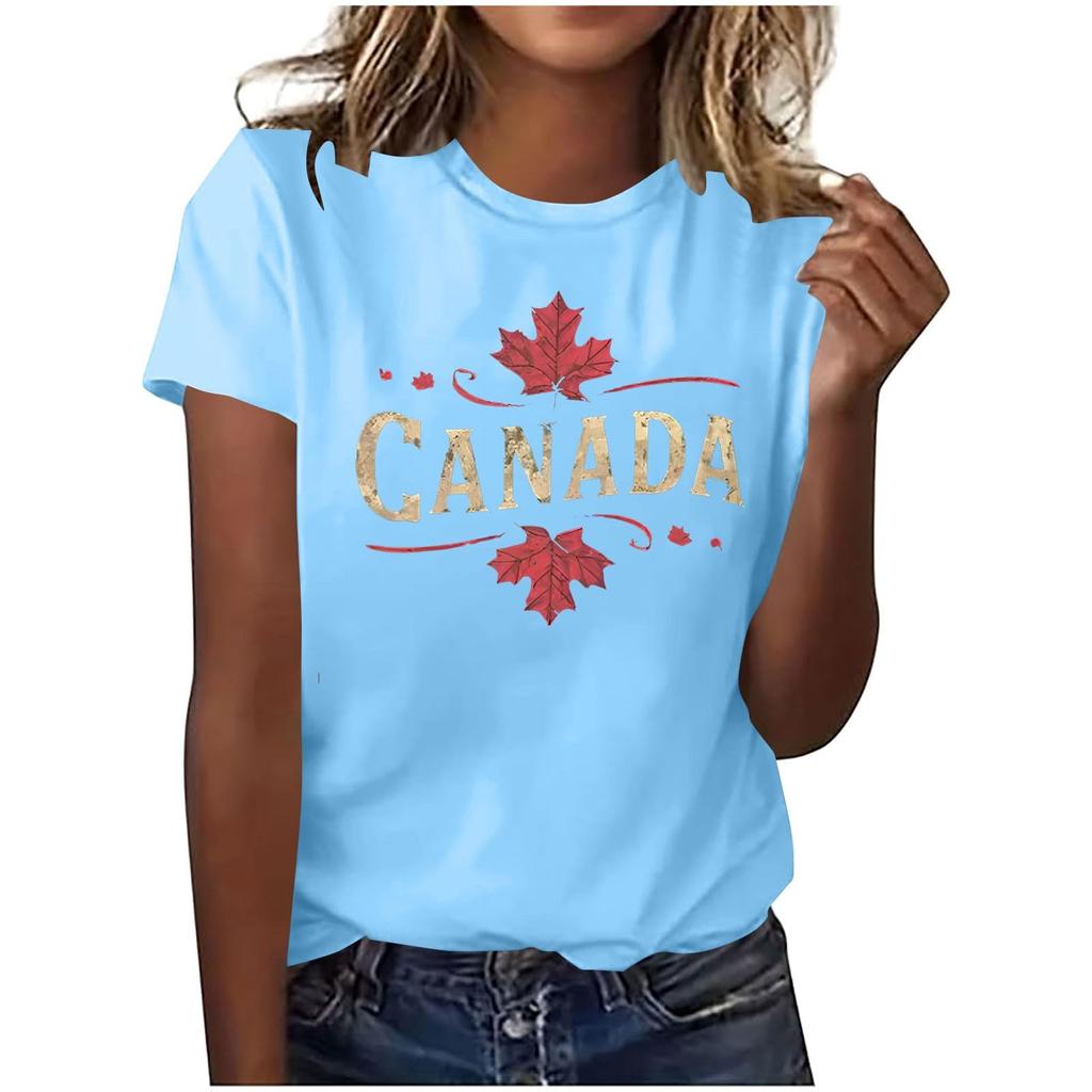 Women's Fashion Casual Maple Leaf Print Top