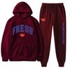 European Size Plus Fashion Printed Sweater Autumn and Winter Fleece Warm Hoodie Casual Sports Women's Suit
