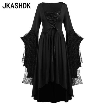 Women's Fashion Spring Fall Solid Color Print Long Sleeve Square Collar High Waist Casual Dresses