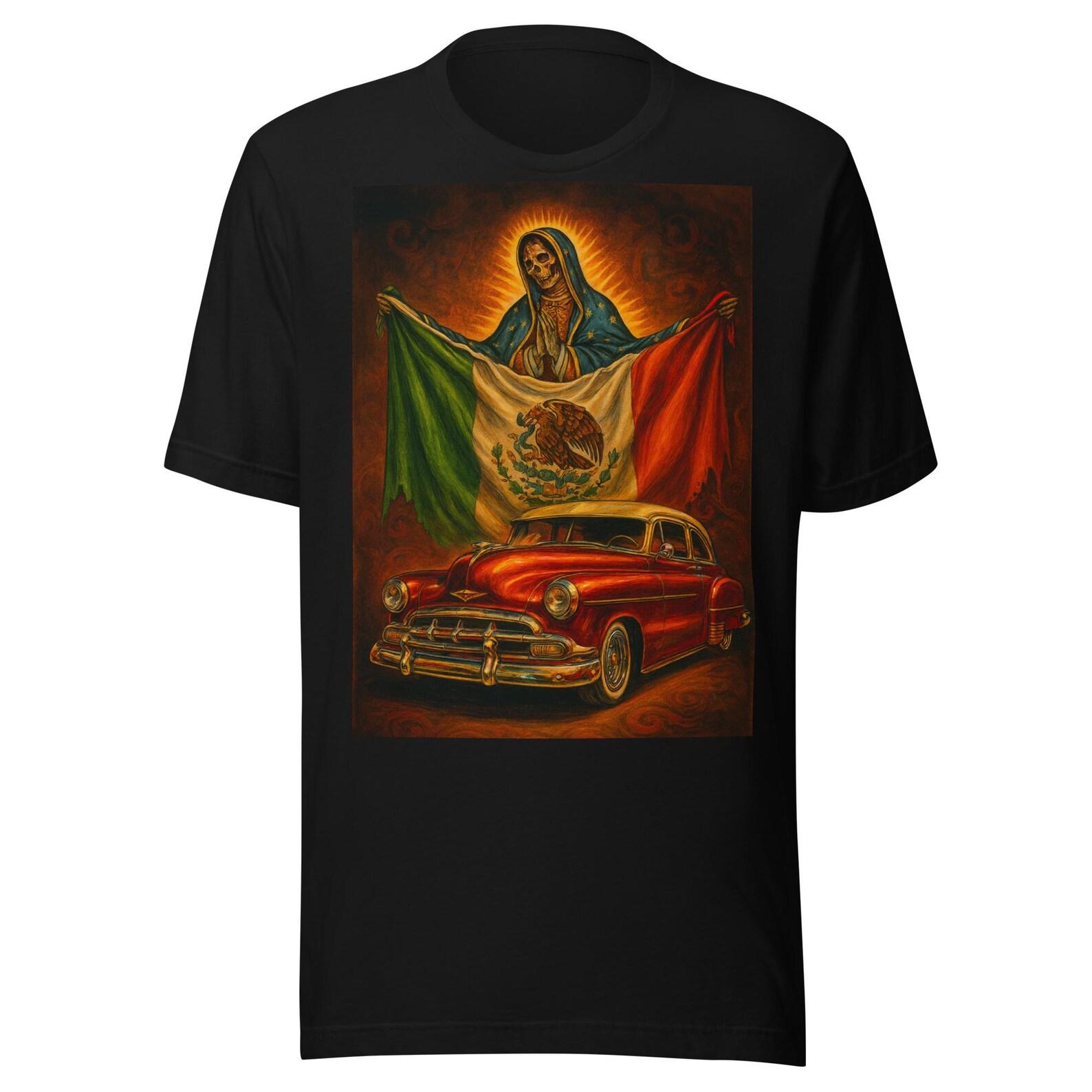 La Virgen Mexicana & LowrideUnisex t-shirt 2XL