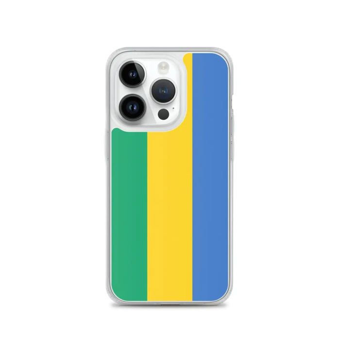 Coque iPhone - Drapeau Gabon - iPhone 14 Pro - Souple - Protection Complète - Multicolore