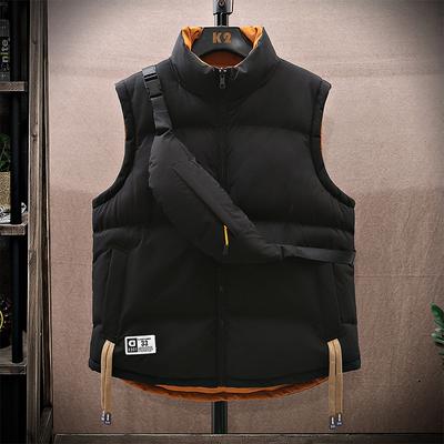Double-sided Cotton Vest Couple Tide Brand Sports and Leisure Oblique Span Bag Stand-up Collar Vest Jacket Men's Multi-color Optional Trend