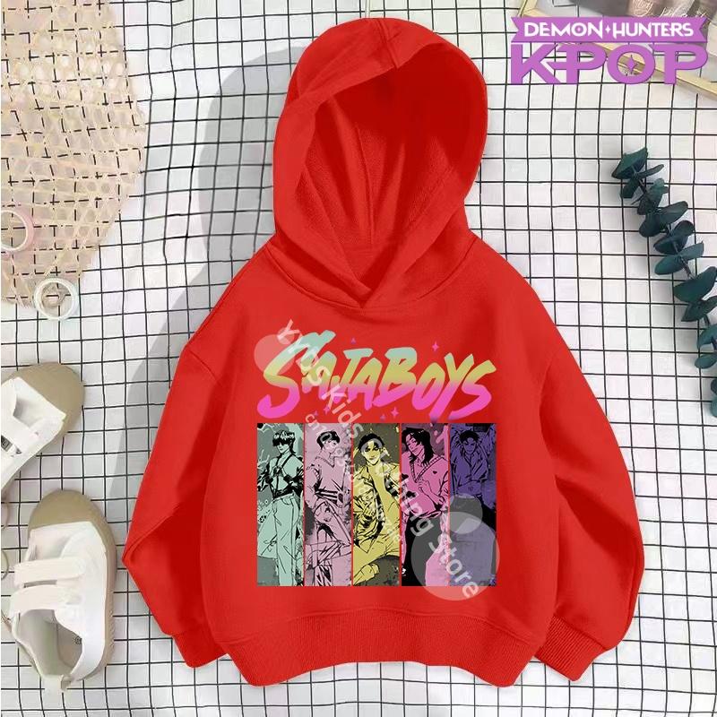 K-pop Demon Hunters Hoodies Boys Girls Long Sleeve Outerwear Saja Boys Print Hooded Coat for Children Fashion Pullover Kids Tops