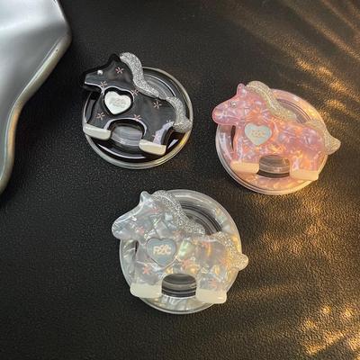 Magsafe-kompatibler Diamant-Stecker Hufeisen Spiegel Handyhalter: Einziehbar, faltbar, starkes Luftpolster für Damen