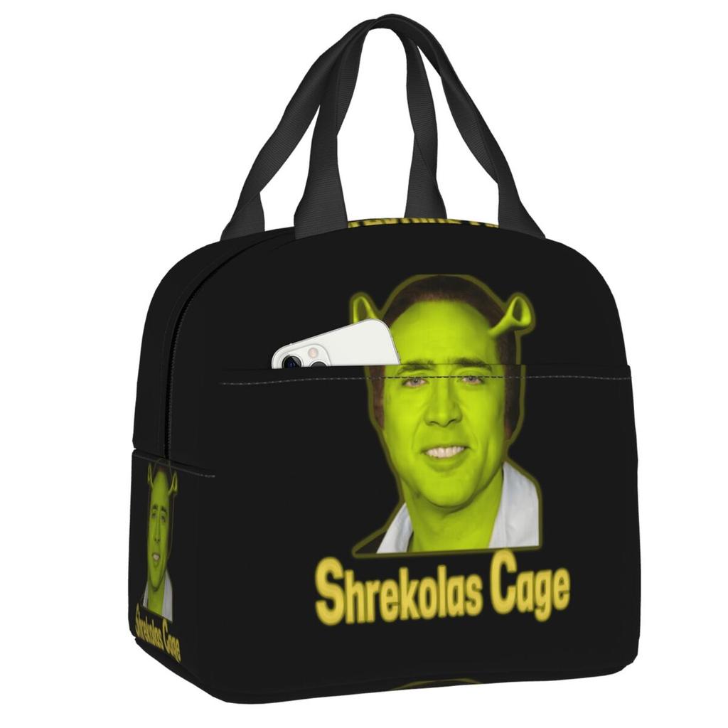 Custom Saint Nicolas Cage Insulated Lunch Bag for Camping Travel Funny Meme Waterproof Thermal Cooler Bento Box Women Children