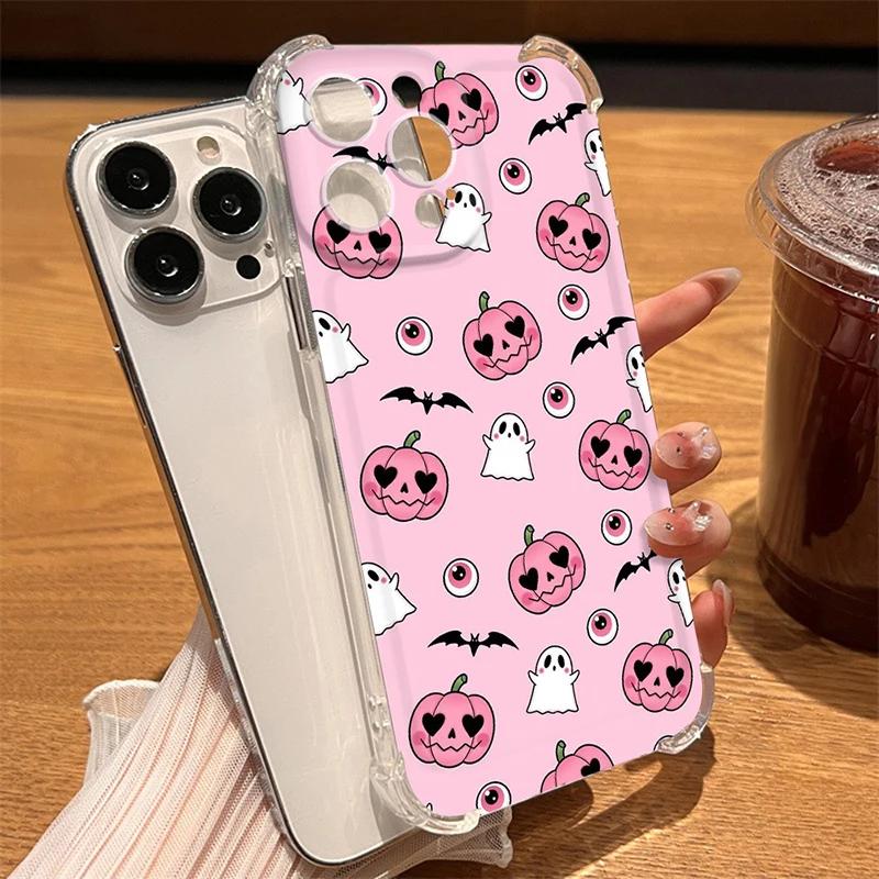 Cute Ghost Clear Phone Case For iPhone 15 14 13 12 11 Pro Max 7 8 14 15 Plus X XR XS Max Funny Halloween Matte Soft Luxury Cover