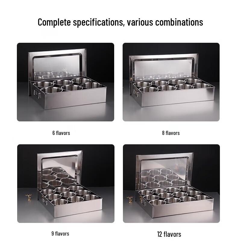 JingQingFu Commercial Stainless Steel Seasoning Box Set
