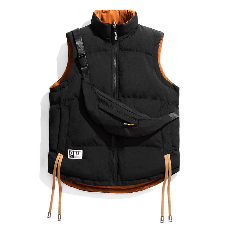 Men's Winter Warm Sleeveless Jacket Outdoor Windproof Full Zipper Padded Vest Coats With Pockets Casual Stand Collar Quilted Vest Jackets for Men