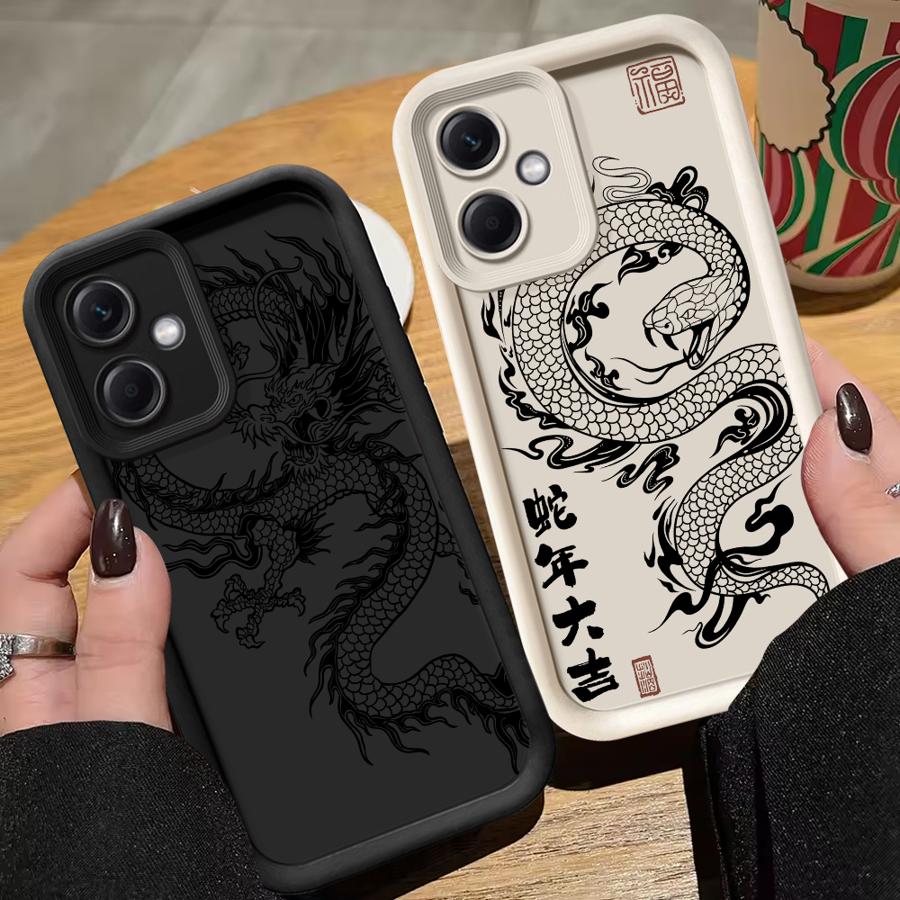 Phone Case for Xiaomi Redmi Note 14 11 12 13 Pro Plus 10Pro 11Pro 11S 12S 12Pro Soft Cover Shell Black Dragon Snake