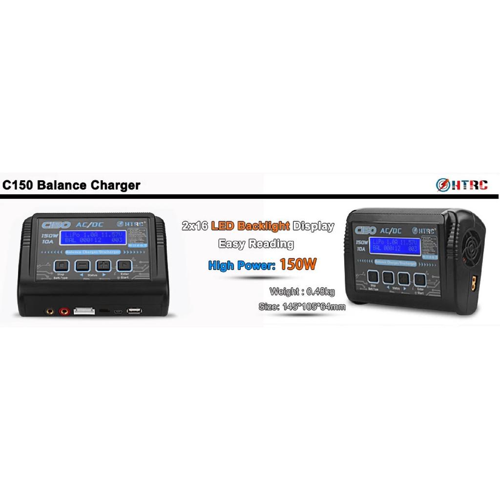 Original HTRC C150 Lipo Charger Battery Rc AC / DC 150W 10A RC Balance Discharger for LiPo LiHV LiFe Lilon NiCd NiMh Pb Battery