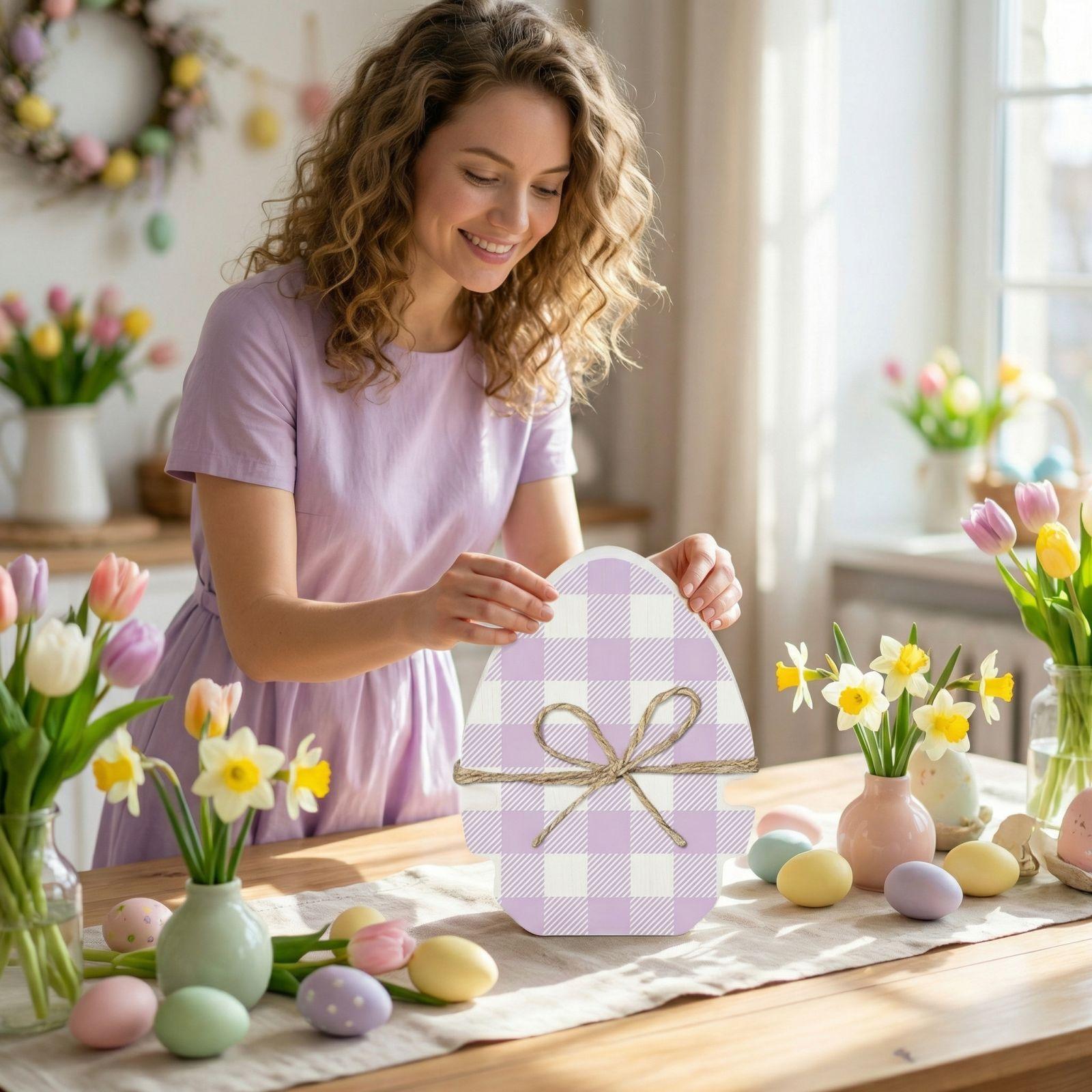 

Пасхальные разноцветные кролики яйцо деревянная фигурка One Size светло-фиолетовый