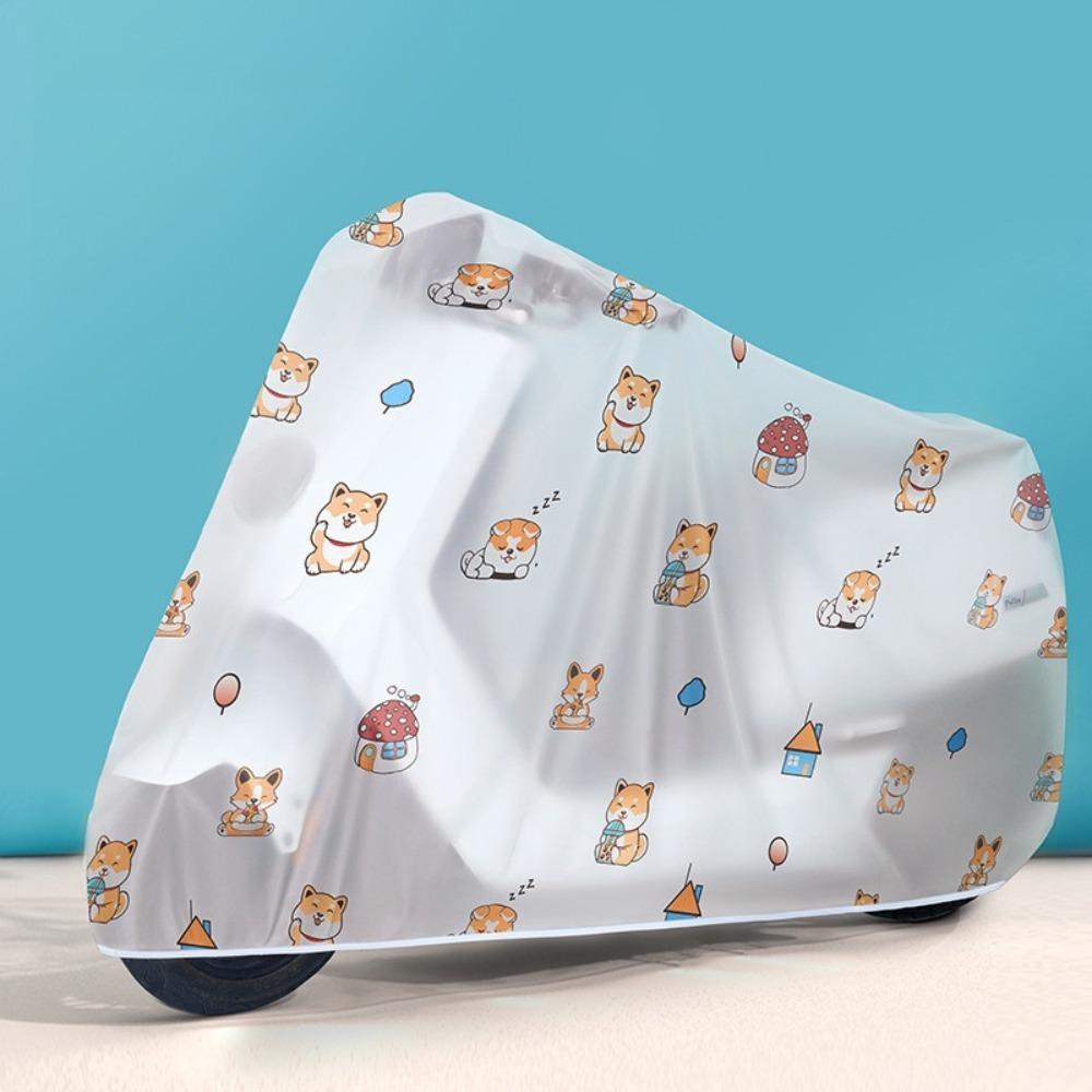 

Durable Translucent Bicycle Rain Cover Cartoon Waterproof Motorcycle Cover Dustproof Rainproof Motorbike Protective Gear S