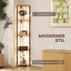 Lampada da Terra a LED con Mensole, 5 Livelli Dimmerabile, Lampada da Terra Moderna con 3 Livelli di Luminosità e Interruttore a Pedale, Marrone Rustico
