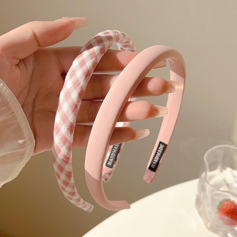 Colorful Plaid Small Hairband for Women, All-match Hairpin for Summer, High-end Hair Bun