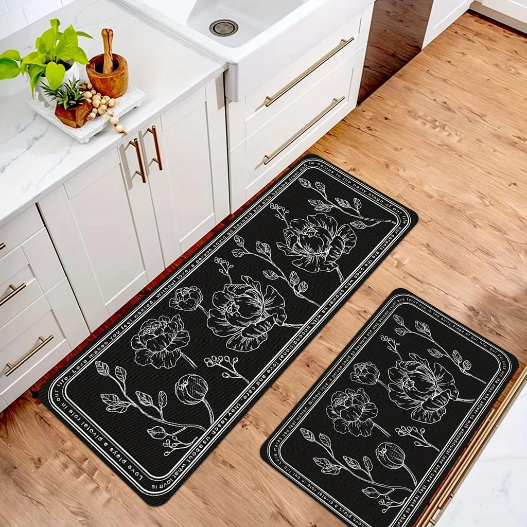 2pc Utensil American Print Rug, Non-Slip And Dirt-Proof, Washable Carpet For Kitchen And Dining Room, Home Decoration.