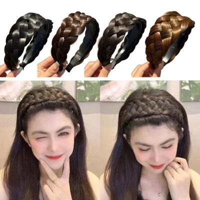 Twist Thickened Fishbone Braid Wide-Brimmed Hair Hoop Wig Hairband Hair Hoop Wig Braid Headband