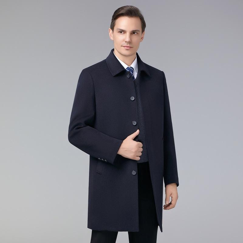 

Двустороннее шерстяное пальто с подкладкой из белого утиного пуха, мужская шерстяная ветровка средней длины, кашемировое пальто на весну, осень и зиму 170