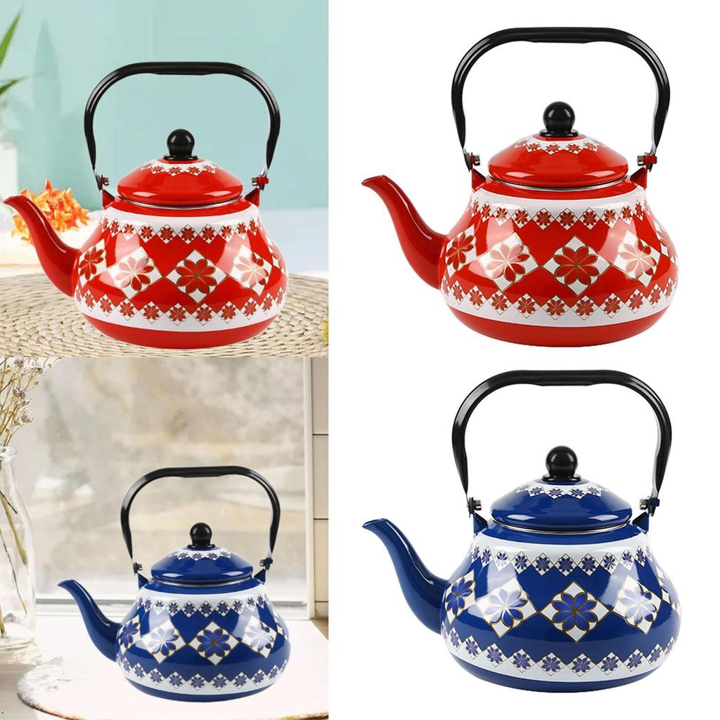 Ceramic Teapot Tea Kettle Enamel Kettle Porcelain Tea Kettles for Boiling Hot Water for Outdoor Household Hotel Picnic Kitchen