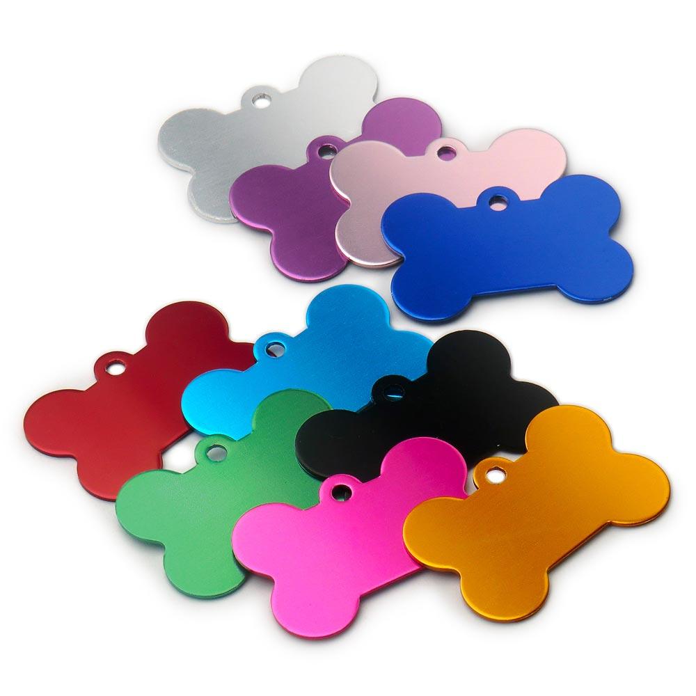 Wholesale 100Pcs Bone Dog ID Tag Engraving Pet Dog ID Tags Collars Bone Name Number Tags Customized Anodizing Aluminum Puppy Tag