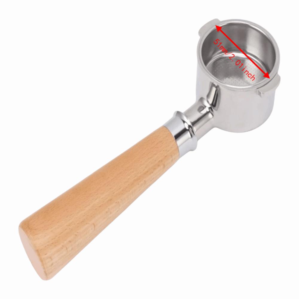 2 Ears Design 51mm Coffee Portafilter Wood Handle Single Layer Portafilter  Espresso Making