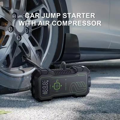 Portable Jump Pack with Air Compressor,150PSI Cordless Electric Tire Inflator with Light,Roadside Assistance,Vehicle Maintenance
