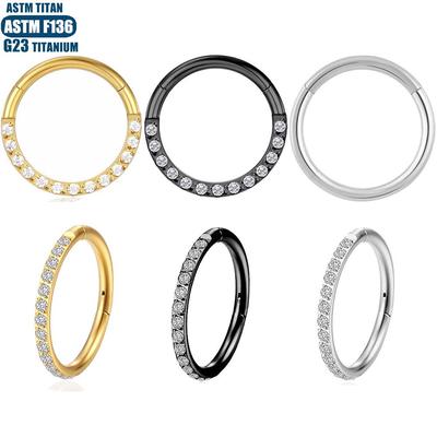 F136 Implant-Grade Titanium Nose Hoop with Zirconium, Seamless CNC Earrings, Suitable for Septum and Ear Cartilage Piercings.