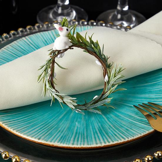 Easter Bunny Napkin Ring Spring Themed Napkin Holder Rabbit Ear Napkin Buckle Table Decorations for Dinner Party Banquet Events