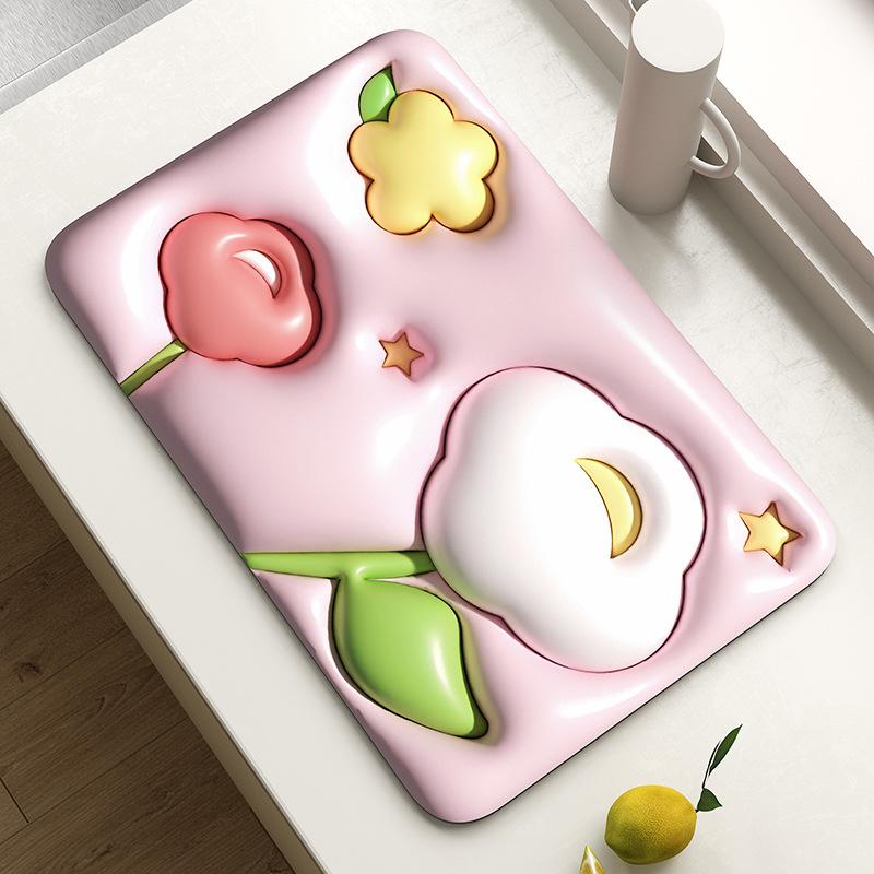 Expansion Drain Mat Bar Diatom Mud Absorbent Coaster Tea Table Insulation Mat Bowl Dish Cup Wash-free Drying Mat