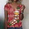 Women's Casual V Neck Short Sleeve T Shirt Oktoberfest Print Top Lightweight Soft Fabric Relaxed Fit Tee for Everyday Wear
