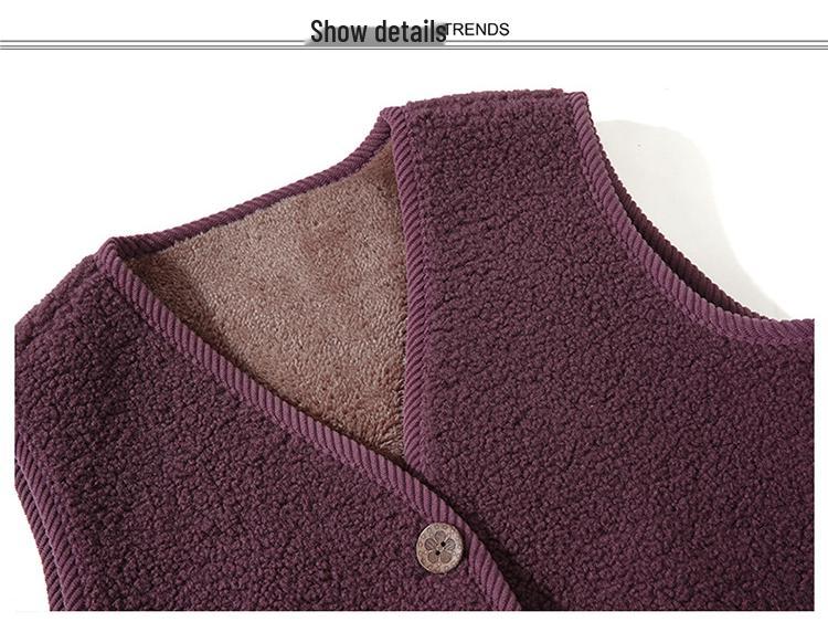 Women's Stylish Plus Velvet Warm Outerwear Vest - Winter Shawl for Middle-Aged Mothers
