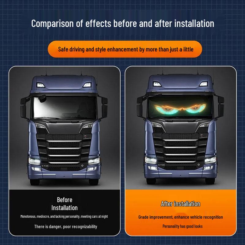 Dynamic Demon Eye LED Car Windshield Light - USB Powered Display for Front and Rear