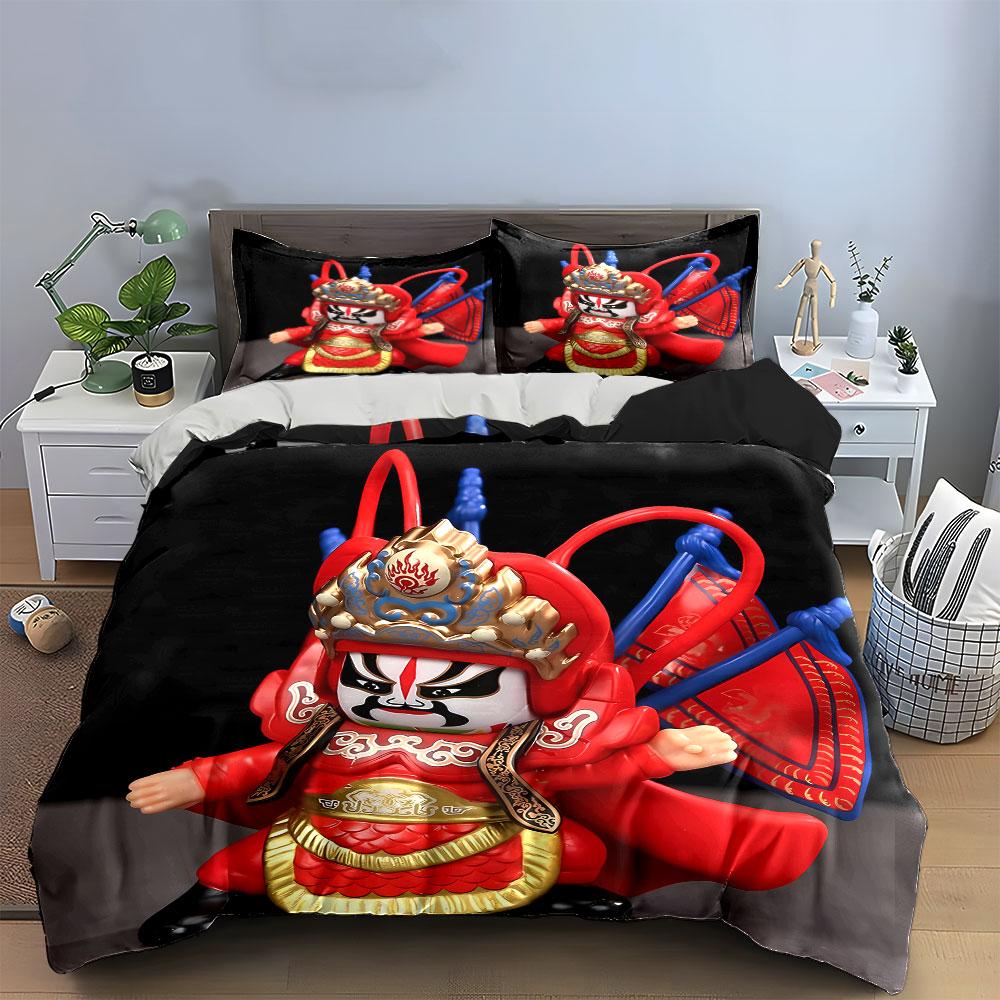 Opera-themed warrior character. Bedding sets Duvet cover sets Duvet covers Pillowcases(1*Duvet Cover 2*Pillowcases without duvet insert)