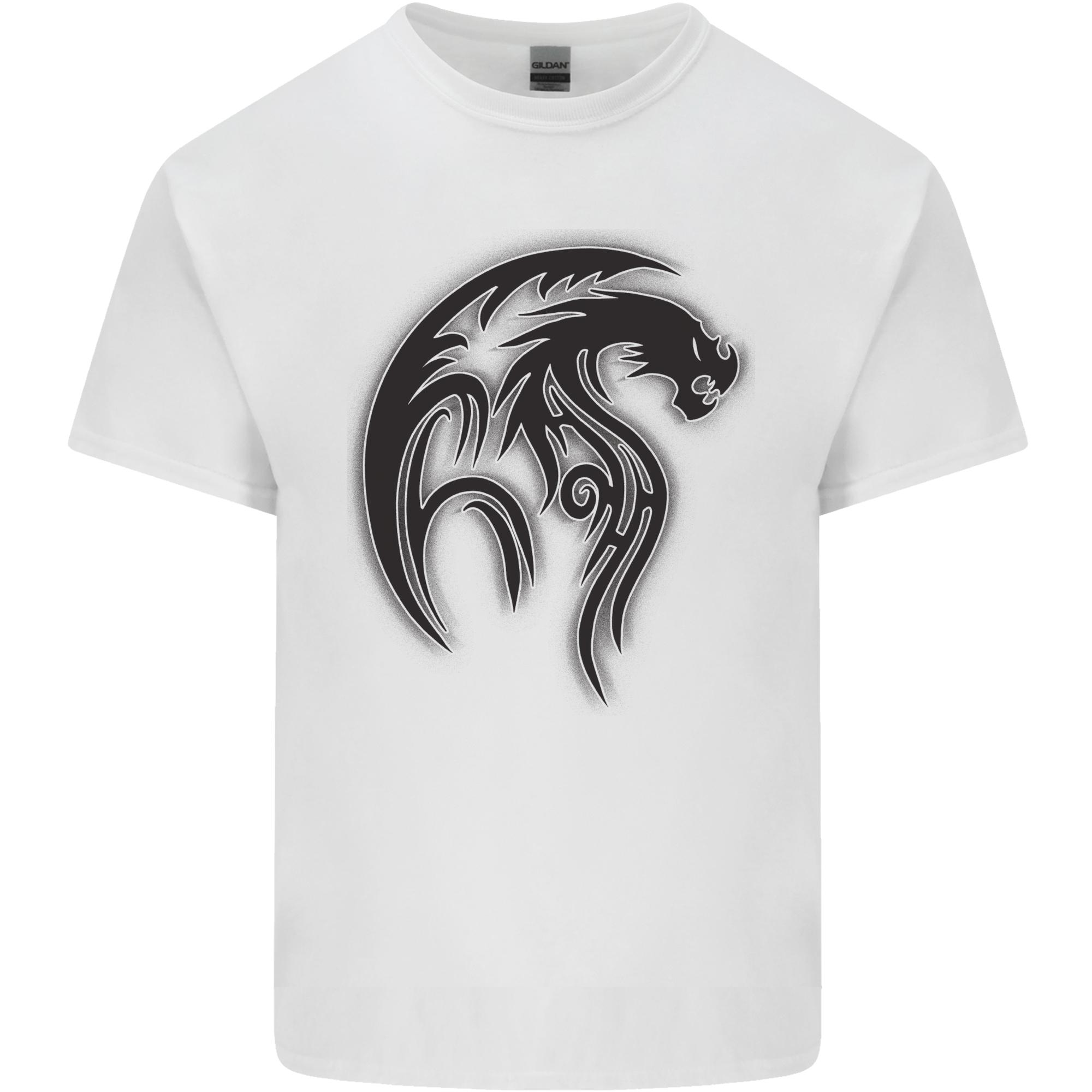 Black Tribal Tattoo Style Dragon Unisexs Light Cotton TShirt S