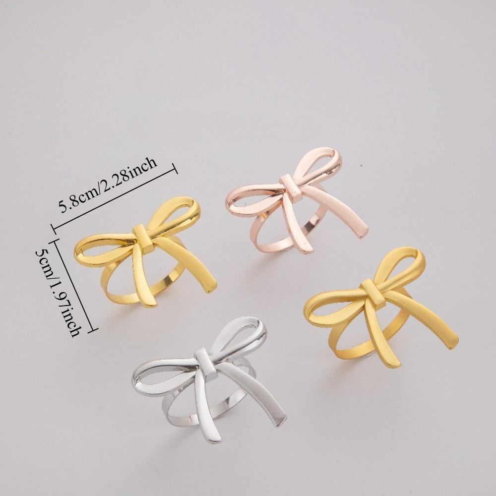 6pcs Bow Shaped Napkin Rings Elegant Metal Napkin Holders for Dinner Parties Weddings and Home Table Decoration