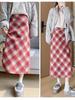 Woolen Hip Skirt Autumn and Winter New Long Skirt for Women All-match High Waist Slim A-line Retro Oblique Plaid Plaid Skirt