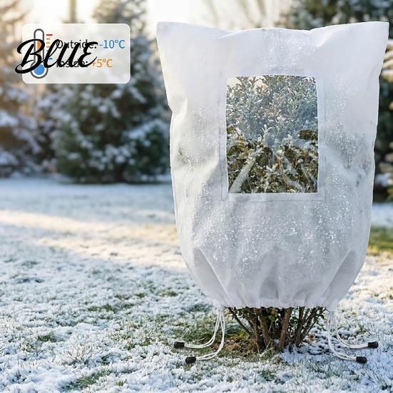 Cold Wind Barrier for Balconies Winter Plant Cover with Window Freeze Protection Zipper And Adjustable Drawstring Protector Drawstring Non-woven