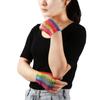 Fashion Colorful Wedding Party Fingerless Mesh Net Hollow Out Holes Gloves Rainbow Disco Dance