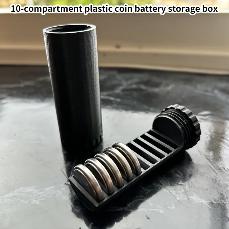10 Compartment Durable Plastic Coin Battery Organizer for CR2032 CR2026 Button Cells Storage Case for Drawers Desks Travel Bags