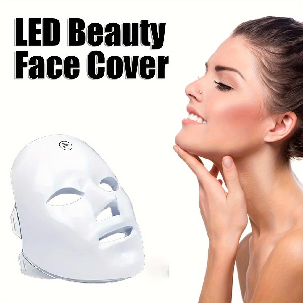 7 Color LED Lighted Facial Mask, Rechargeable, Touch Control, Unscented, 400mAh Battery, USB Charging, Perfect for Men and Women, Festive Gift