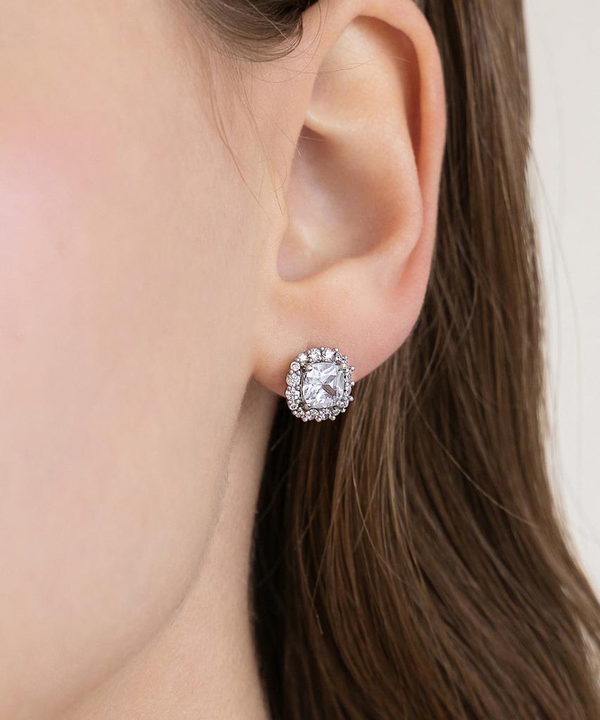 Tatiana Cushion Halo Cubic Earrings Ec3306