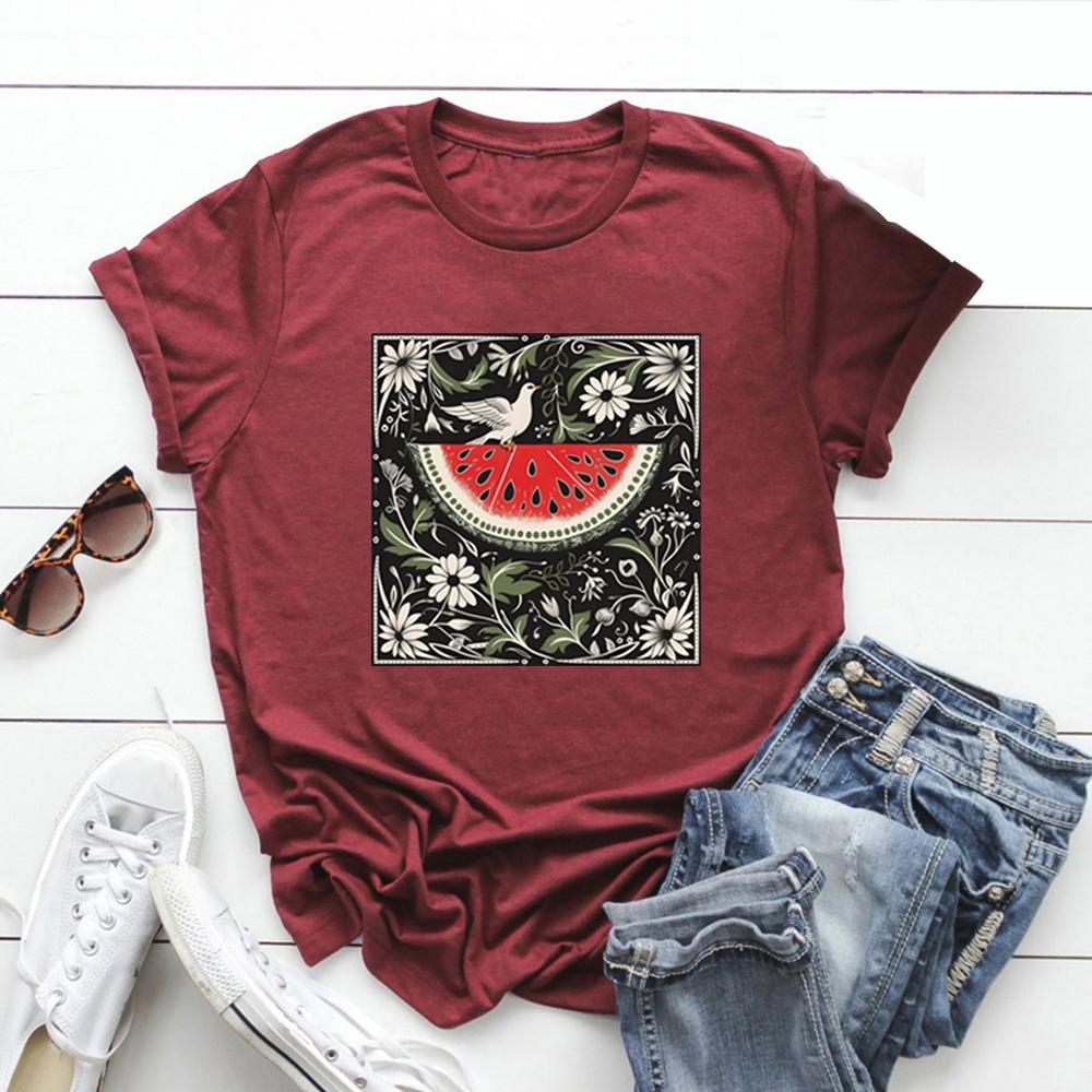 Watermelon Flag Tshirt This Is Not A Watermelon T-Shirt Short Sleeve Unisex Graphic T Shirts Peace and Love Tee Streetwear Tops