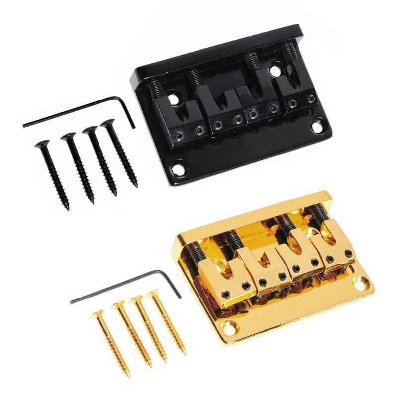 4 String Electric Bass Guitar Fixed Bridge 79.5x51.5MM Guitar Bridge Assembly Metal Texture Perfect for Electric Guitar