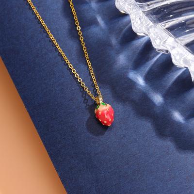 New Fashion 925 Sterling Silver Small Strawberry Fruit Clavicle Chian Pendant Necklaces