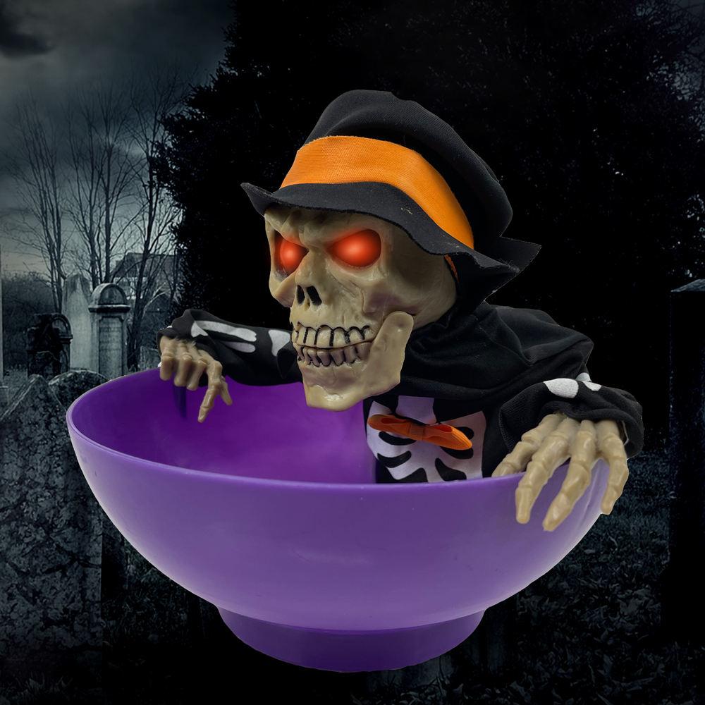 2025 Halloween Horror Witch Electric Fruit Plate Bar Party Ghost Skeleton Frightening Scary Decoration Props Scene Layout