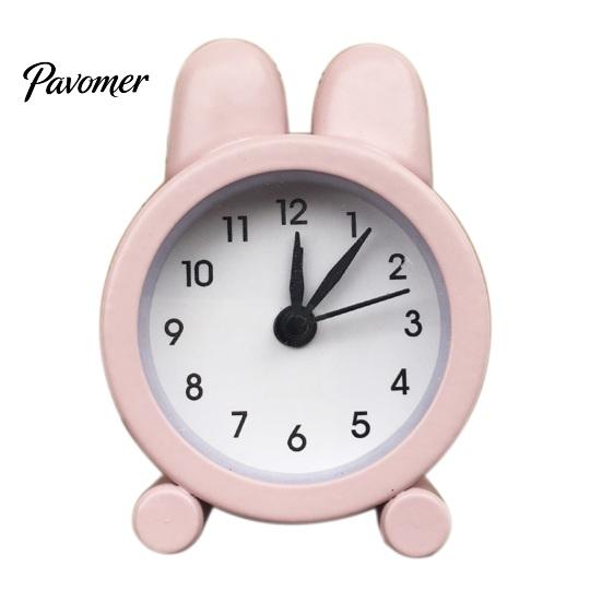 Battery Operated Clock Metal Cartoon Bunny Alarm Clock, Silent Non-Ticking Kids Student Desk Powered for Home Bedroom Study Room Nursery